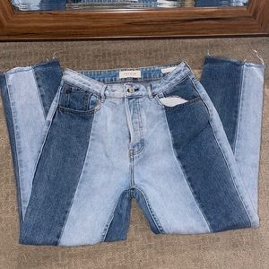 Straight leg multi colored jeans